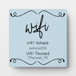 Placa Expositora Información de WIFI para visitantes invitados Cont