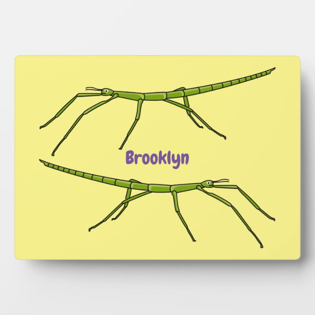 Placa Expositora Insectos de palos verdes con caras felices persona (Frente)