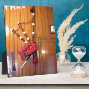 Placa Expositora Instrumento musical escocés Bagpipe Tartan Plaid