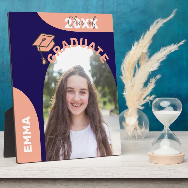 Placa Expositora Invitación de fotos de graduados de Blue Arch Desi (Lado)