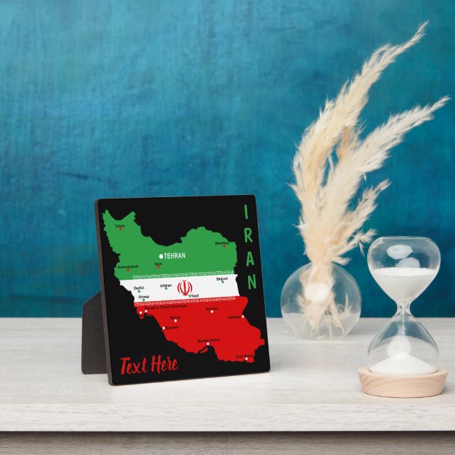 Placa Expositora Iran Map with Flag and Emblem (in situ)