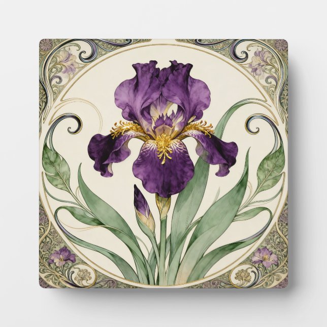 Placa Expositora Iris Púrpura Art Nouveau (Frente)
