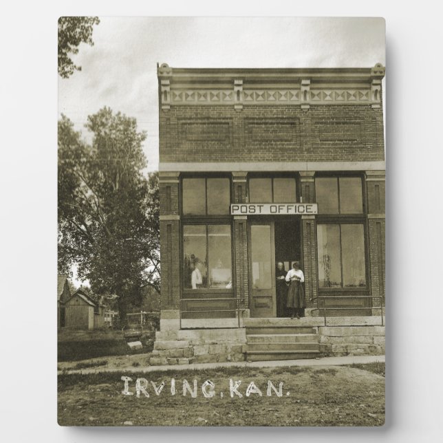 PLACA EXPOSITORA IRVING KANSAS POST OFFICE FOTO MARSHALL COUNTY KS (Frente)