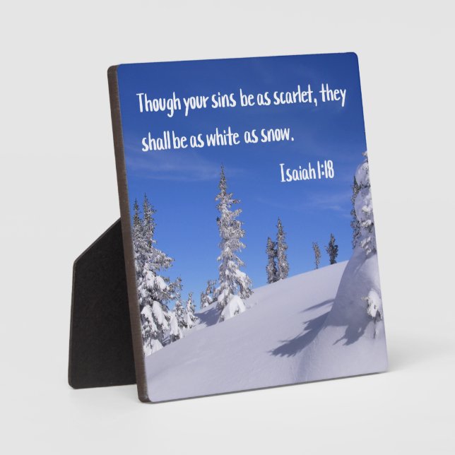 Placa Expositora Isaías 1:18 Aunque tus pecados sean como escarlata (Anverso)