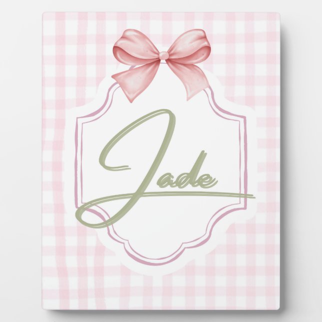 Placa Expositora Jade Baby Nursery personalizado Bow&Gingham (Frente)