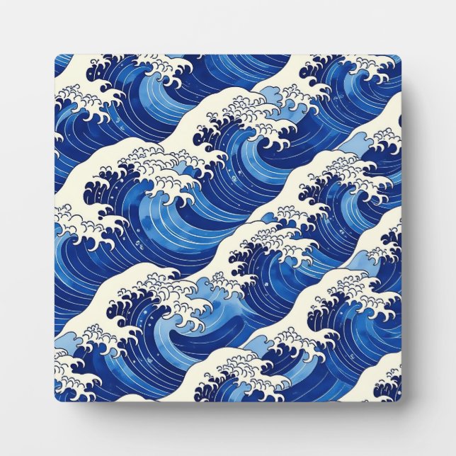 Placa Expositora Japanese Great Wave Pattern Ocean  (Frente)