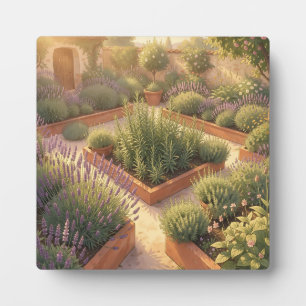 Placa Expositora Jardín de hierbas mediterráneo soleado con lavanda