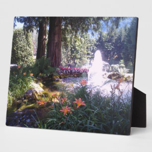 Placa Expositora Jardín panorámico con fuente de agua