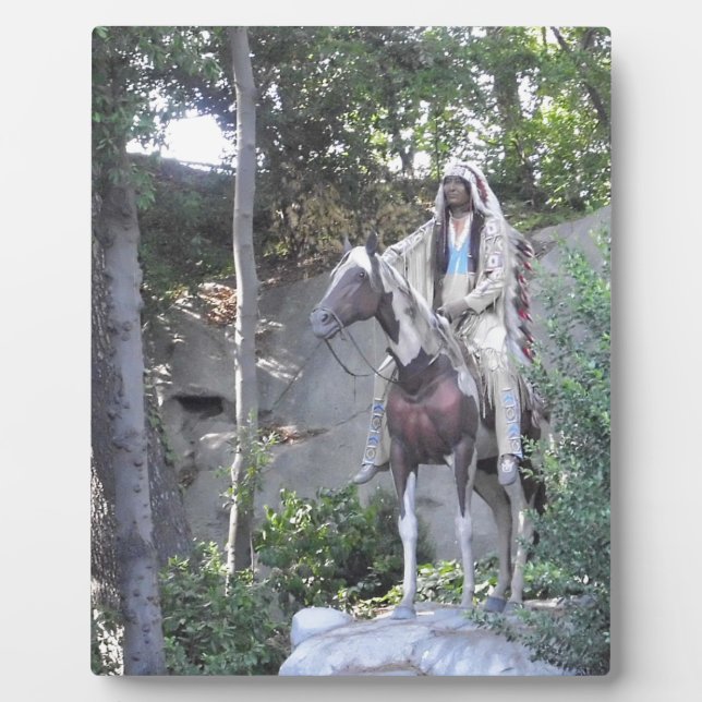 Placa Expositora Jefe indio americano con caballo (Frente)