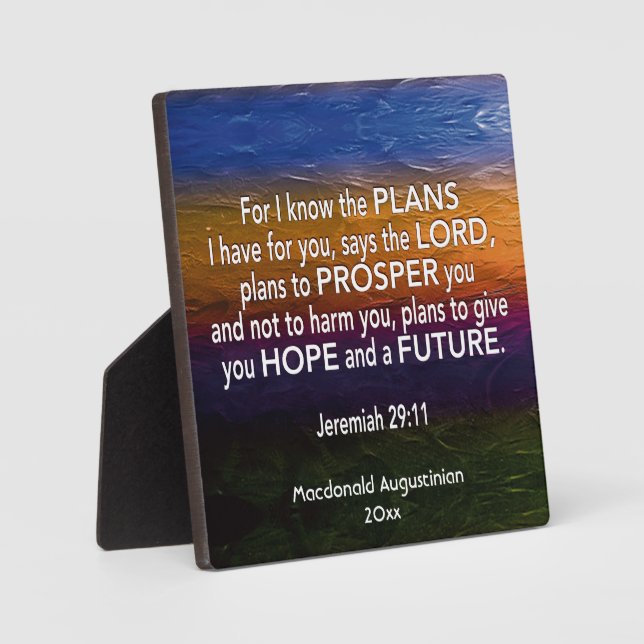 PLACA EXPOSITORA JEREMIAH 29:11 (Anverso)