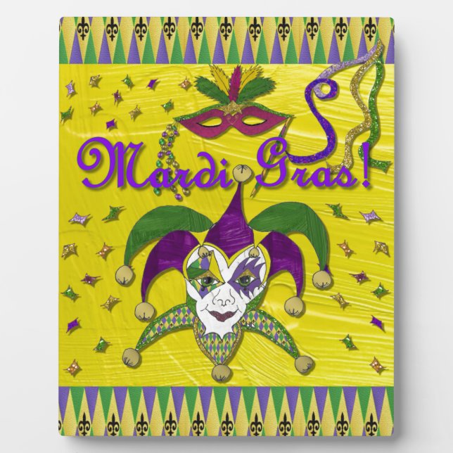 Placa Expositora Jester Mask Mardi Gras Harlequin (Frente)