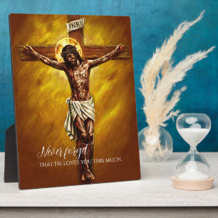 Placa Expositora Jesús Crucificado Murió por Nosotros Debido a Nues