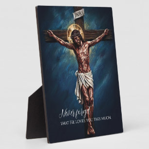 Placa Expositora Jesús Crucificado Murió por Nosotros Debido a Nues
