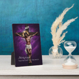 Placa Expositora Jesús Crucificado Murió por Nosotros Debido a Nues