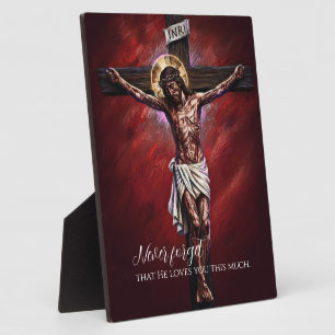 Placa Expositora Jesús Crucificado Murió por Nosotros Debido a Nues