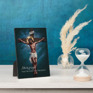 Placa Expositora Jesús Crucificado Murió por Nosotros Debido a Nues