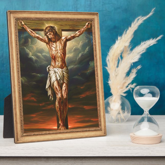 Placa Expositora Jesus Crucified for Our Sins Realistic Plaque (Lado)