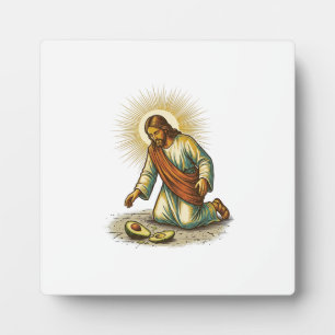 Placa Expositora Jesús Dejó Caer Aguacate Fresco Cortado en Piso Tr