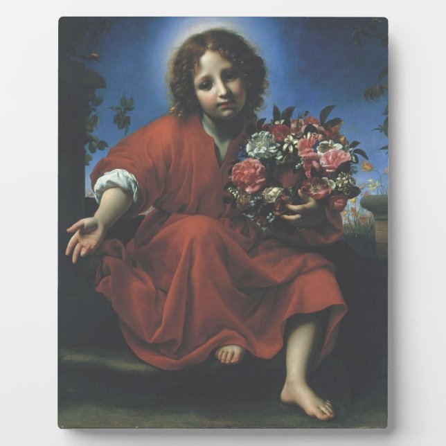 PLACA EXPOSITORA JESÚS EL NIÑO FLORES (Frente)