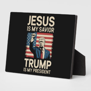 Placa Expositora Jesús Es Mi Salvador Trump Es Mi Presidente 47 EE.