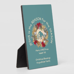 Placa Expositora JESÚS, Navidades verde azulados, ES LA RAZÓN DE LA