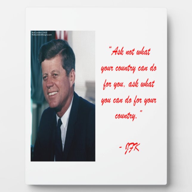 Placa Expositora JFK & Cita de No Preguntes (Frente)