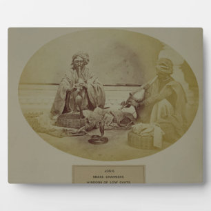 Placa Expositora Jogis o encantadores de serpientes, hindúes de cas