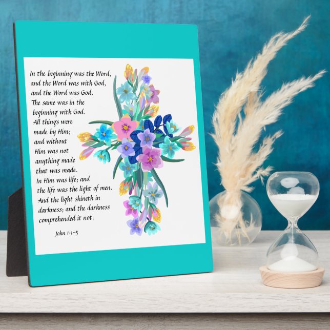 Placa Expositora John 1:1-5 Plaque (Lado)