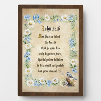 Placa Expositora John 3:16 Bible Quote Tabletop Plaque with Easel