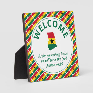 Placa Expositora Joshua 24:15 Personalizado Bienvenido GHANA