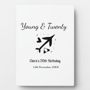 Placa Expositora Joven y veinte aventura feliz cumpleaños agregar n