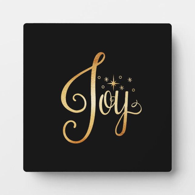Placa Expositora “Joy” Black Gold Script Elegant Holiday (Frente)