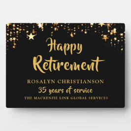 Placa Expositora Jubilación Black Gold Stars Years Service Name