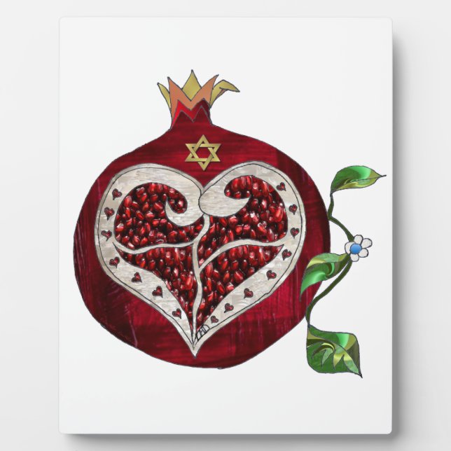 Placa Expositora Judaica Pomegranate Heart Hanukkah Rosh Hashanah (Frente)