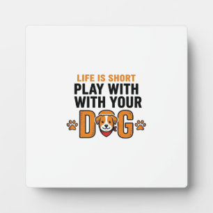 Placa Expositora Juega Con Tu Perro Diseño De Grabado Divertido Vin