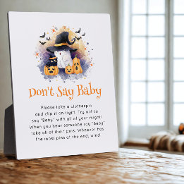 Placa Expositora Juego de Baby Shower "No digas bebé" de Halloween
