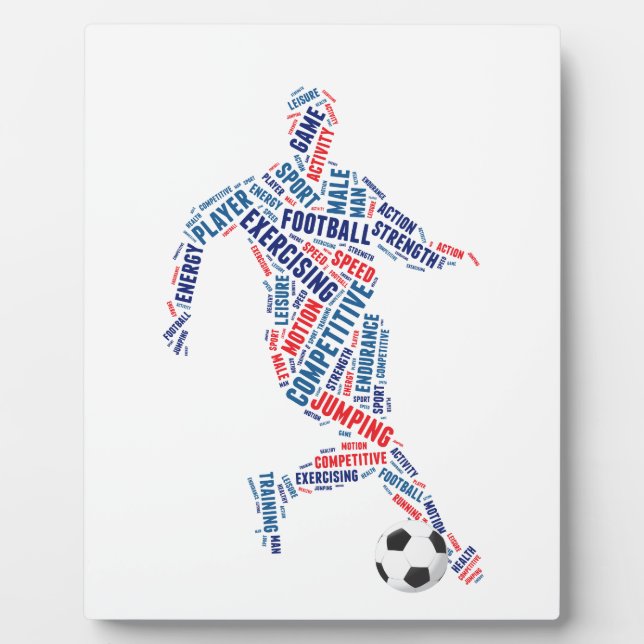 Placa Expositora Jugador de fútbol con bola (Frente)