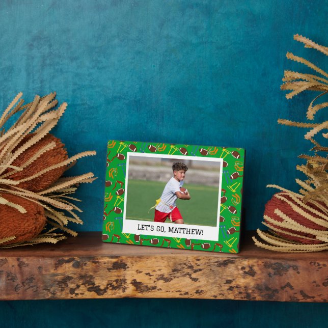 Placa Expositora Jugador entrenador de fútbol de bandera personaliz (Lado)