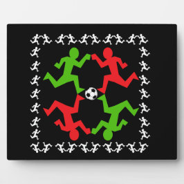 Placa Expositora Jugadores de fútbol corriendo al patrón de bola