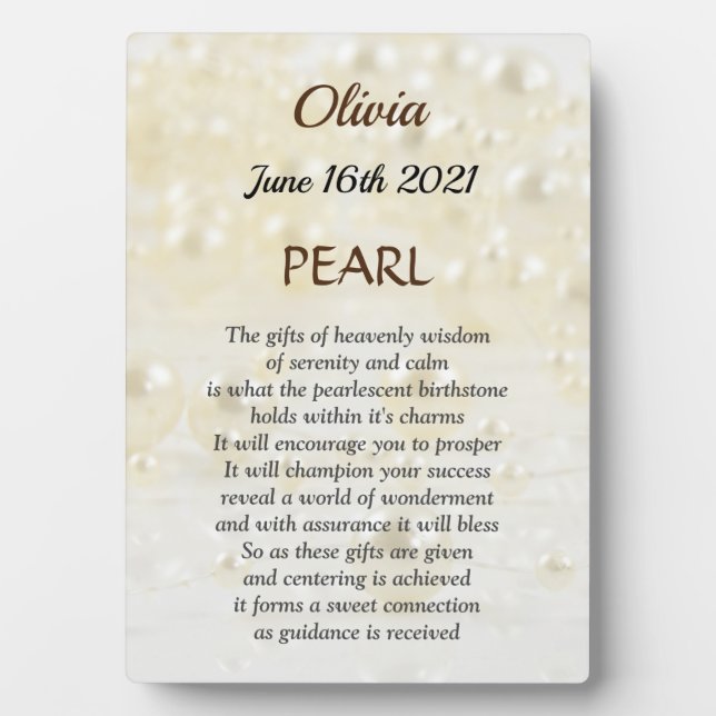 Placa Expositora June Birthstone Pearl design (Frente)