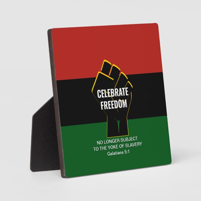 Placa Expositora Juneteeth CELEBRAR LIBERTAD Personalizable Escritu (Anverso)