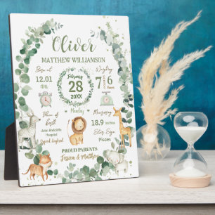 Placa Expositora Jungle Animales Greenery Baby Nace Print Stats