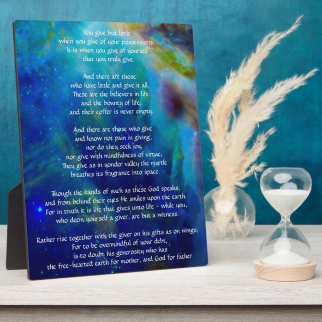 Placa Expositora Kahlil Gibran sobre dar (Lado)