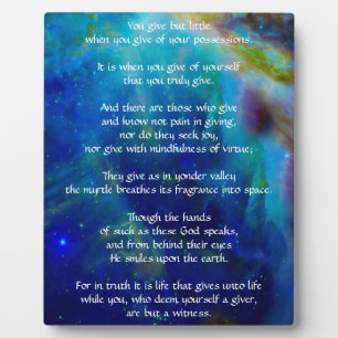 Placa Expositora Kahlil Gibran sobre dar