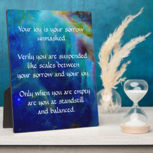 Placa Expositora Kahlil Gibran sobre la alegría y el dolor