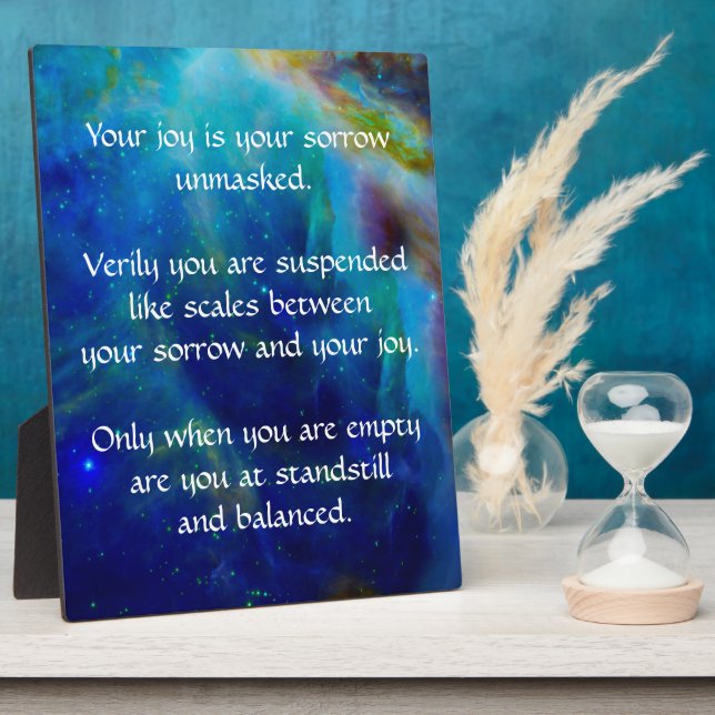 Placa Expositora Kahlil Gibran sobre la alegría y el dolor (Lado)