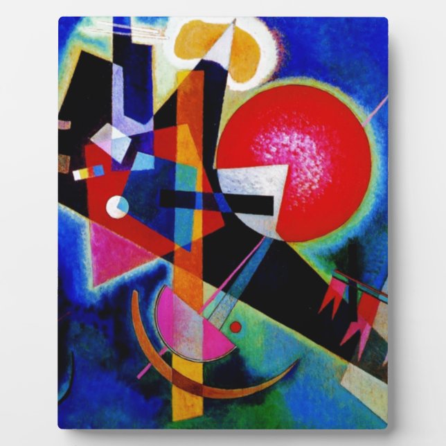 Placa Expositora Kandinsky con pintura abstracta azul (Frente)