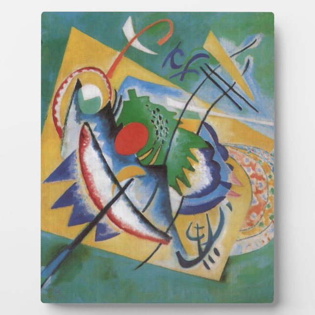 Placa Expositora Kandinsky Red Oval Abstract Artwork Green Yellow (Frente)