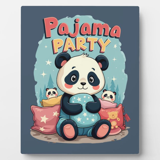Placa Expositora Kawaii Panda Pajama Fiesta Cosy Sleepover Estética (Frente)