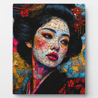 Placa Expositora Keramikblüte: Mosaik-Geisha in Träumerei